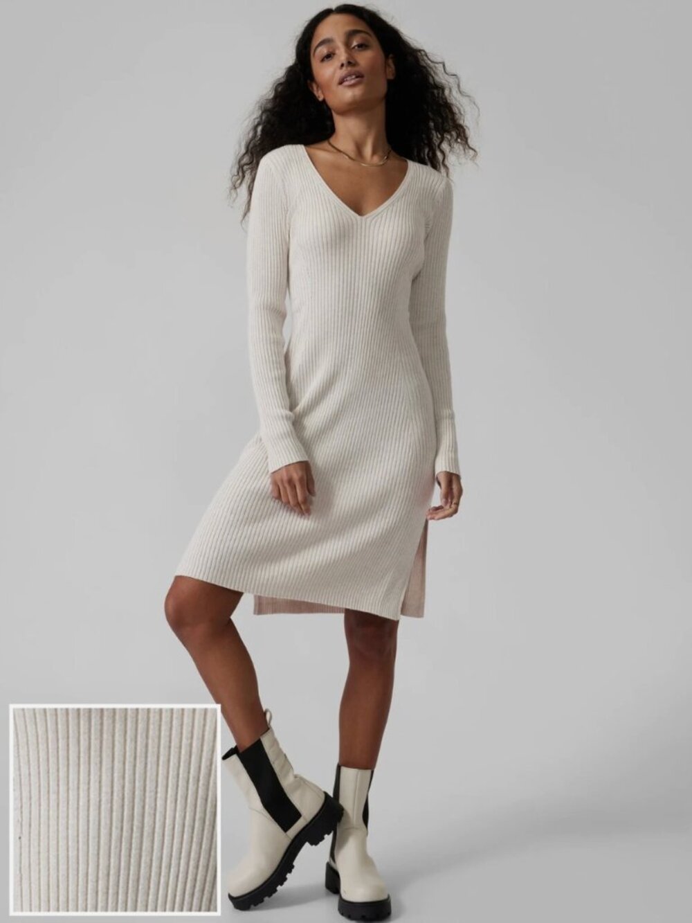 Athleta Reverie Knit Cream Sweater Dress Size XS EUC